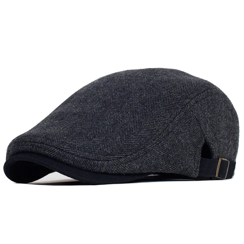 Casquette belle époque en laine épaisse et tweed pour homme, style Gatsby, idéale pour l'hiver.