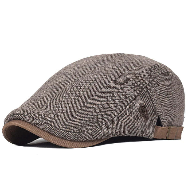 Casquette belle époque en laine épaisse, style Gatsby, en tweed, parfaite pour l'hiver, couleur marron.