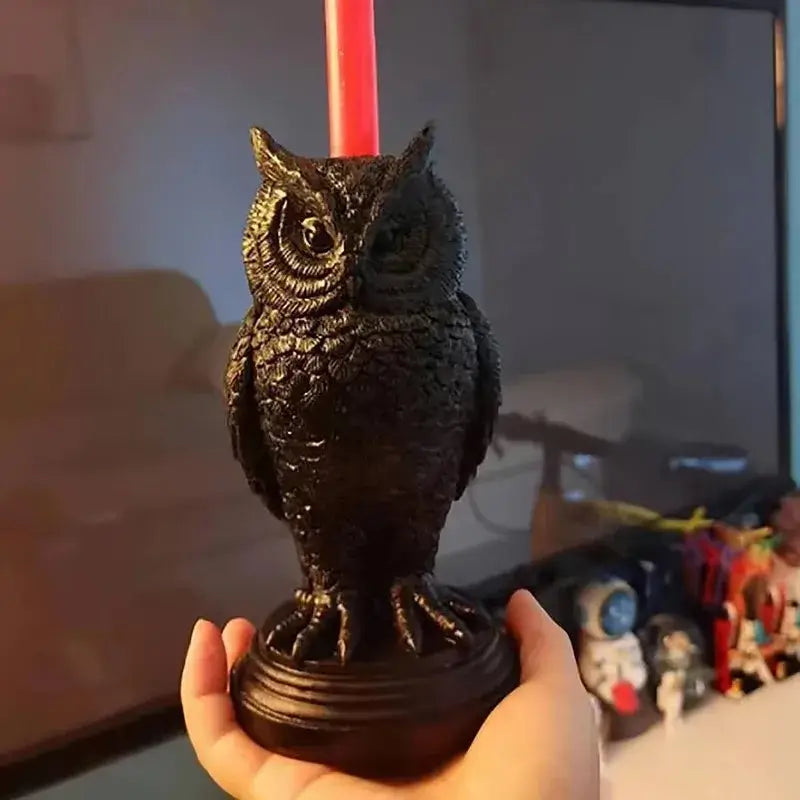 porte bougie corbeau et hibou