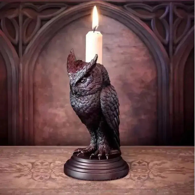 porte bougie corbeau et hibou